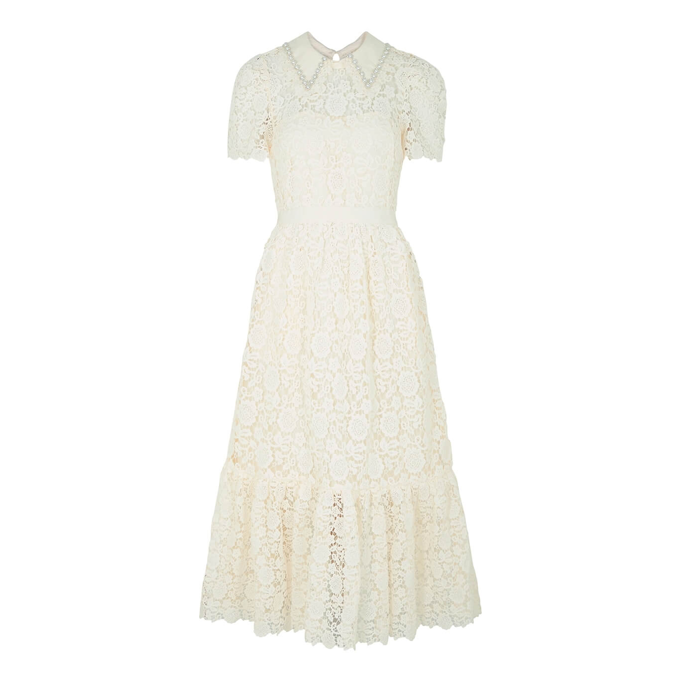 Self-Portrait Embellished Guipure Lace Midi Dress – evaChic