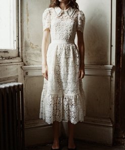 Self-Portrait Embellished Guipure Lace Midi Dress
