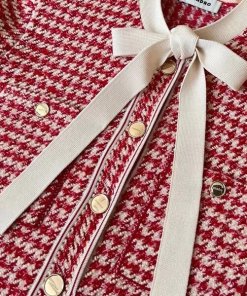Sandro Edmee Tie Collar Tweed Dress