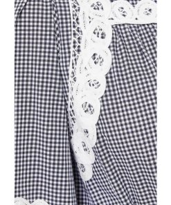 Maje Ritchy Cotton Gingham & Lace Dress