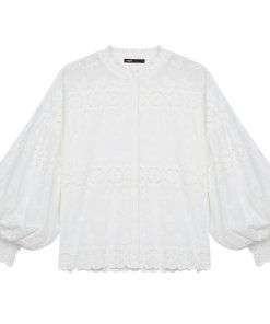 Maje Ceanna Eyelet Embroidered Cotton Shirt