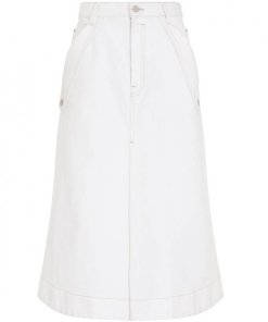 Zimmermann Vintage White Denim Pocket Midi Skirt