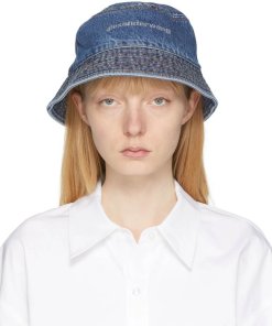 Alexander Wang Rhinestone-Embellished Denim Bucket Hat