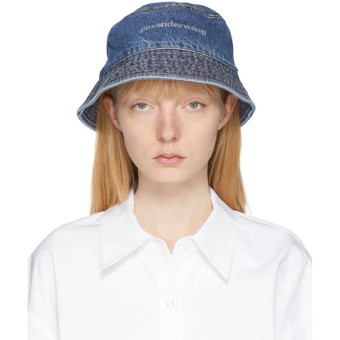 Alexander Wang Rhinestone-Embellished Denim Bucket Hat – evaChic