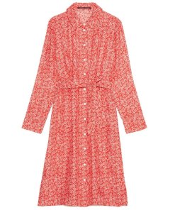 Comptoir des Cotonniers Lollipop Feuillage Silk Satin Dress