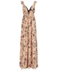 Reiss Peach Floral Printed Maxi Dress
