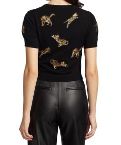 Alice + Olivia Ciara Bengal Cat Cropped Sweater
