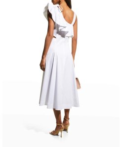 Veronica Beard Beilla One-Shoulder Ruffled Midi Dress