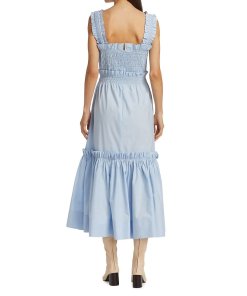 Sea Phoebe Smocked Cotton Midi Dress