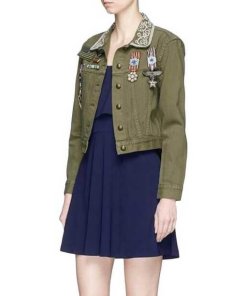Alice + Olivia Chloe Embroidered Cropped Army Jacket – evaChic
