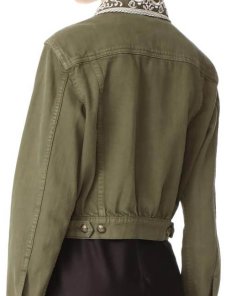 Alice + Olivia Chloe Embroidered Cropped Army Jacket