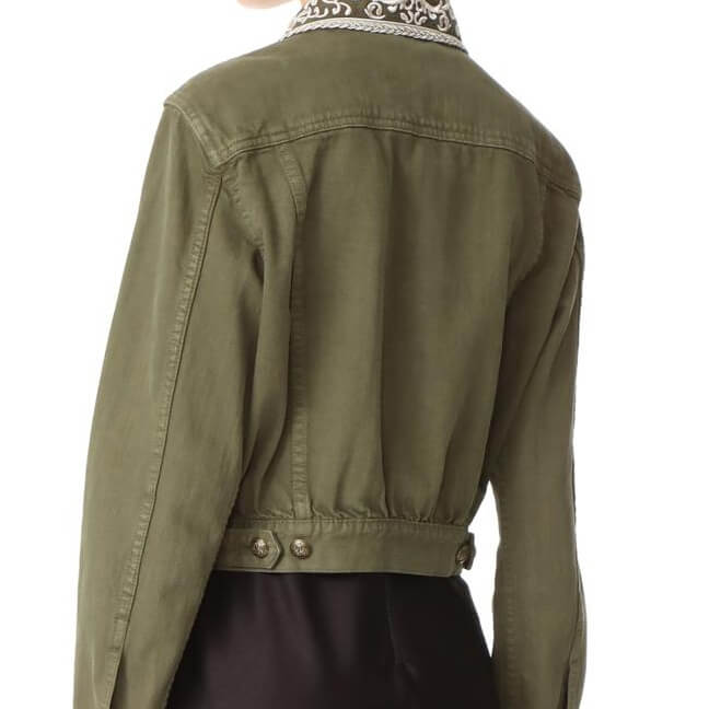 Alice + Olivia Chloe Embroidered Cropped Army Jacket – evaChic
