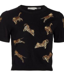 Alice + Olivia Ciara Bengal Cat Cropped Sweater