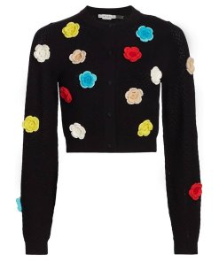 トップス Alice+Olivia Selma crochet knit cardigan Alice + Olivia Selma Floral Crochet Pointelle Cardigan – evaChic