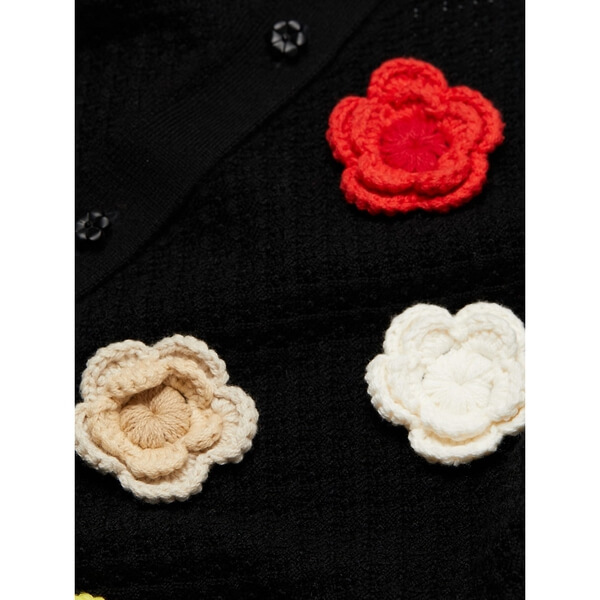 トップス Alice+Olivia Selma crochet knit cardigan Alice + Olivia Selma Pointelle Cardigan w/ Crochet Flowers