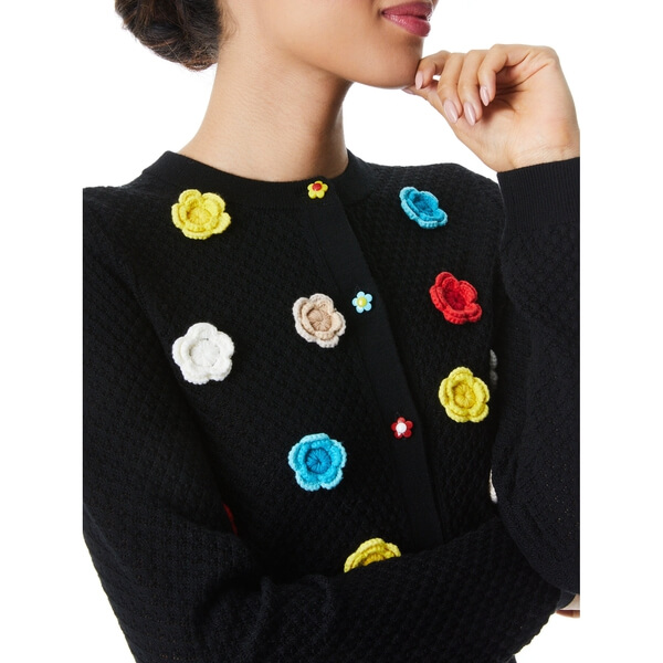 トップス Alice+Olivia Selma crochet knit cardigan Alice + Olivia Selma Floral Crochet Pointelle Cardigan – evaChic