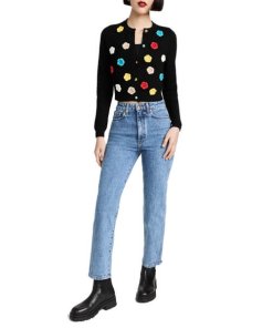 Alice + Olivia Selma Floral Crochet Pointelle Cardigan