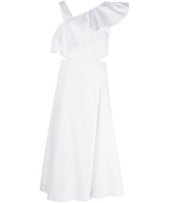 Veronica Beard Beilla One-Shoulder Ruffled Midi Dress