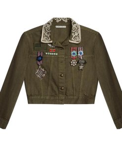 2/28迄※alice + olivia ミリタリージャケット XS 美品 Alice + Olivia Chloe Embroidered Cropped Army Jacket – evaChic