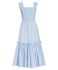 Sea Phoebe Smocked Cotton Midi Dress