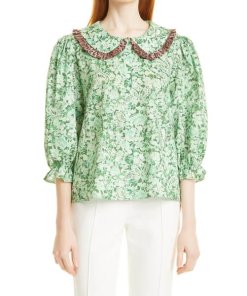 Rixo London Nika Statement Collar Blouse