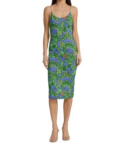 Alice + Olivia Delora Paisley Slip Midi Dress