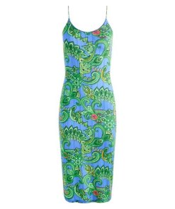 Alice + Olivia Delora Paisley Slip Midi Dress