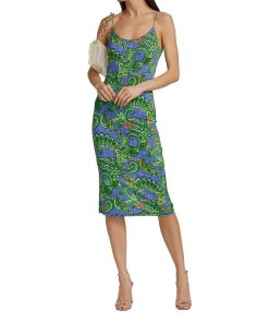 Alice + Olivia Delora Paisley Slip Midi Dress