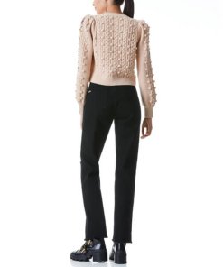 Alice + Olivia Kitty Puff-Sleeve Embroidered Cardigan