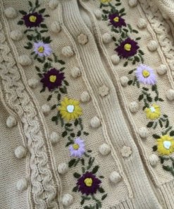 Alice + Olivia Kitty Puff-Sleeve Embroidered Cardigan