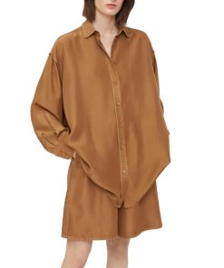 Totême Long Embroidered Silk Shirt