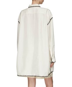 Totême Long Embroidered Silk Shirt