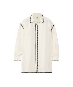 Totême Long Embroidered Silk Shirt