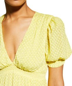 Alice + Olivia Angela Puff-Sleeve Tiered Midi Dress