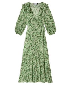 Rixo Frida Floral Wrap Midi Dress