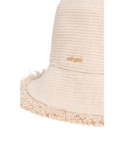 Cult Gaia Kumi Fringed Raffia Bucket Hat