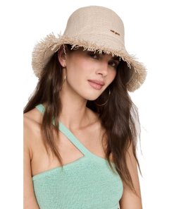 Cult Gaia Kumi Fringed Raffia Bucket Hat