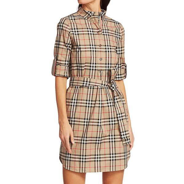 white christmas dresses Plaid Cotton Belted Dress Black & White 2 / M main image 1