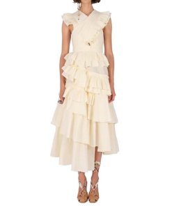 Ulla Johnson Aurore Tiered Ruffle Crisscross Dress