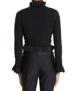 Alexander Wang Cropped Ruffled Smocked Jersey Jacket