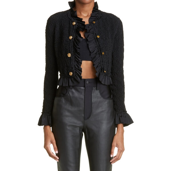 Alexander Wang Cropped Ruffled Smocked Jersey Jacket – evaChic