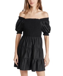 Alice + Olivia Elizabeth Off-the-Shoulder Bow-Back Mini Dress
