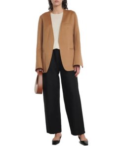 Toteme Collarless Double Wool Oversized Blazer