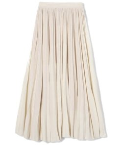 Eric Bompard Long Pleated Silk Knit Midi Skirt
