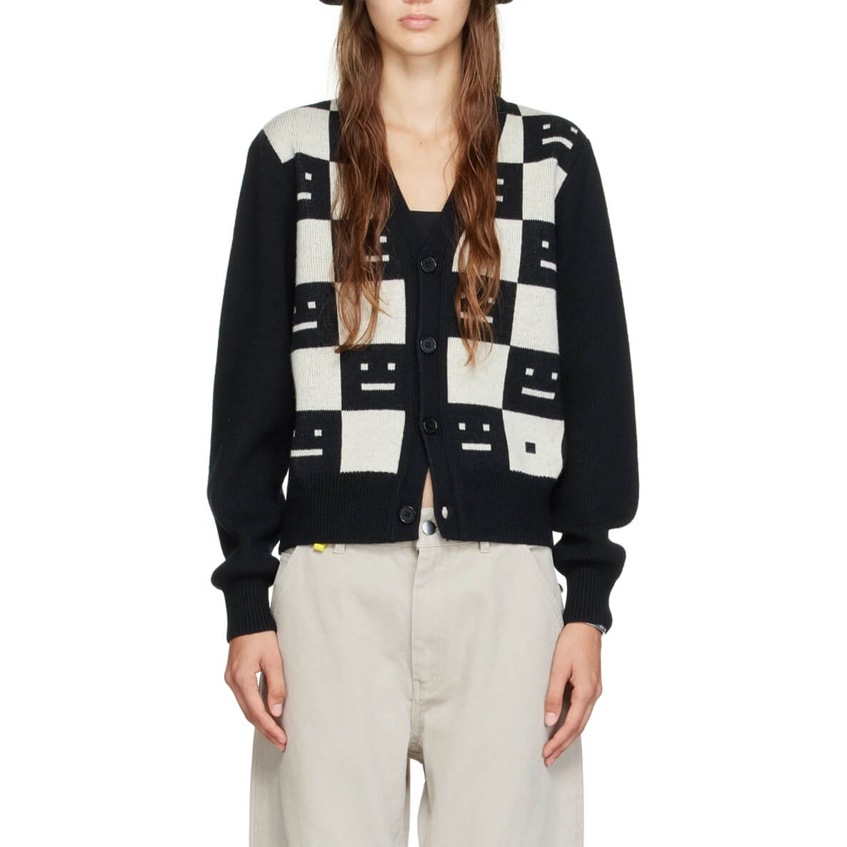 Acne Studios Katlaro Checker Face Jacquard Cardigan