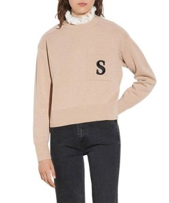 Sandro Lucille Ruffled Collar Embroidered Sweater