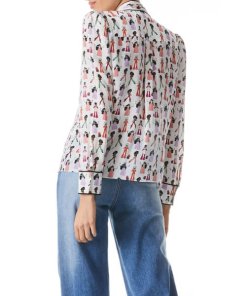 Alice + Olivia Jeannie Chef Stacey Tieneck Silk Blouse