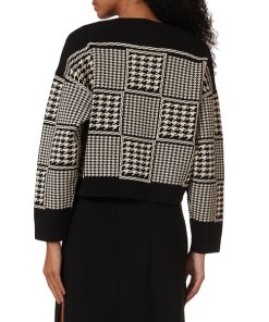Sandro Jules Houndstooth Cropped Cardigan