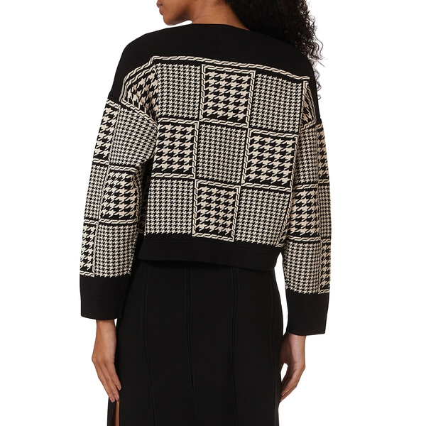 Sandro Jules Houndstooth Cropped Cardigan