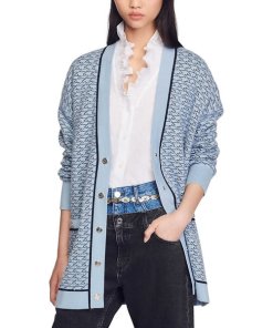 Sandro Preston Oversized Patterned Cardigan